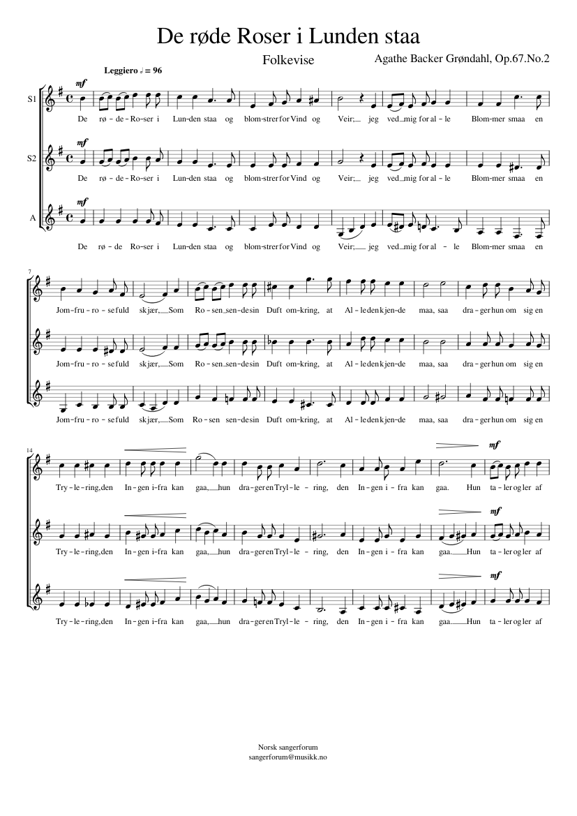 De røde Roser i Lunden staa