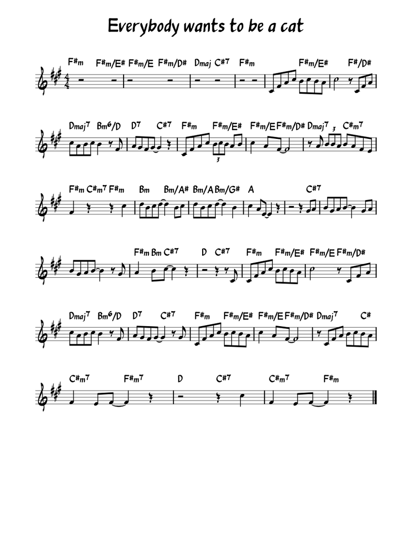 Everybody wants to be a cat (Bb instruments) Sheet music for Piano (Solo) |  Musescore.com