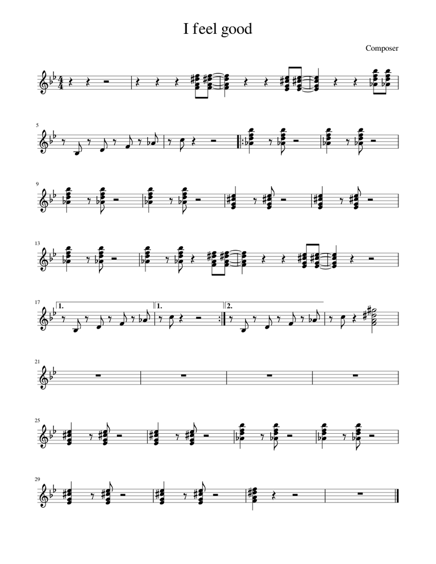 I feel good Sheet music for Piano (Solo) | Download and print in PDF or ...