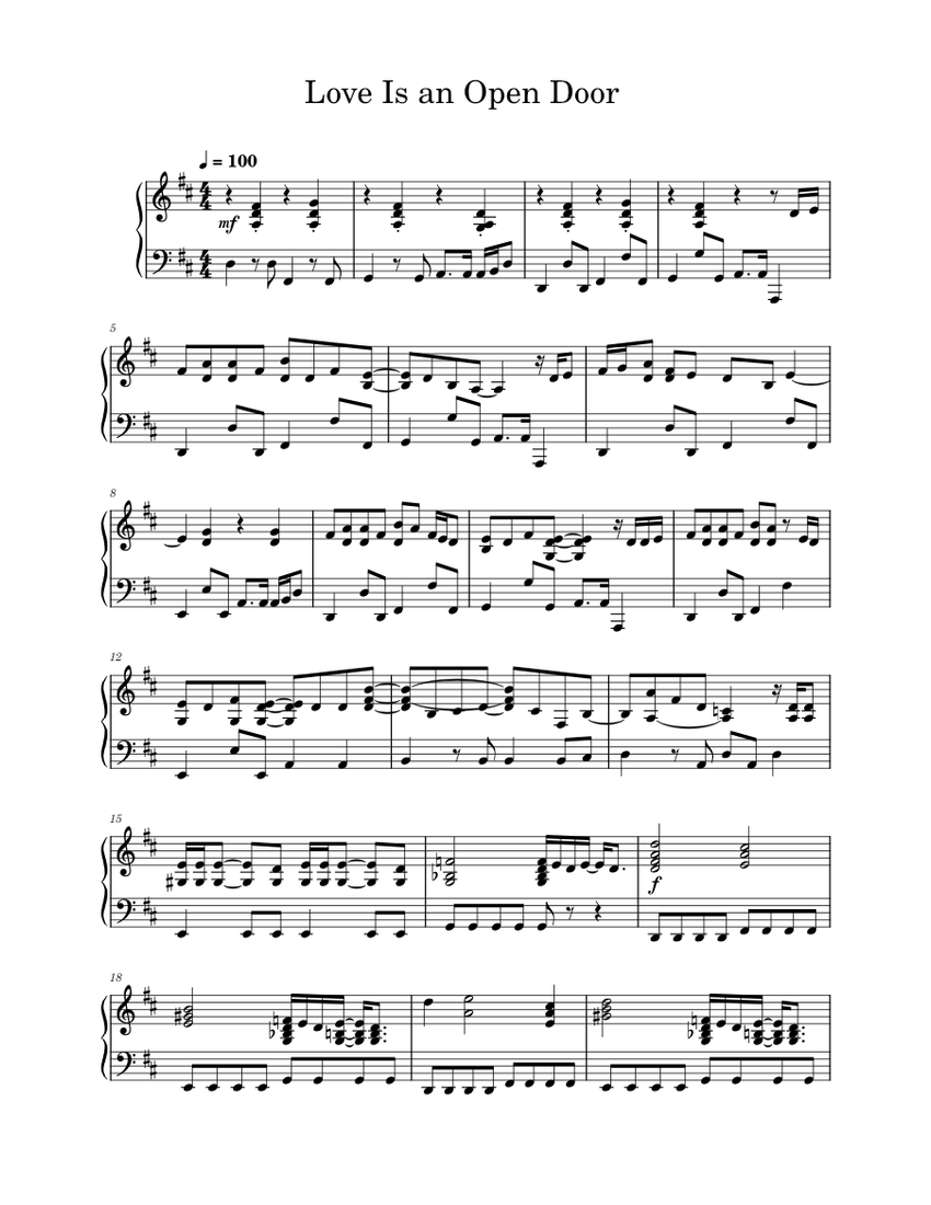Love is An Open Door Frozen Sheet music for Piano (Solo)