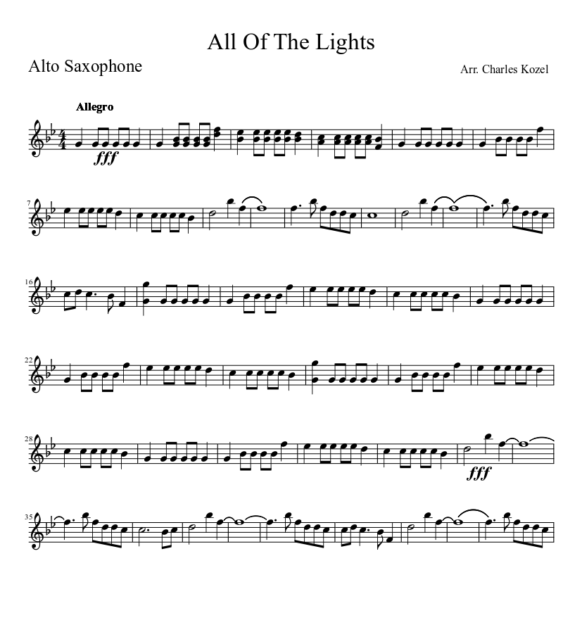 All Of The Lights- Alto Sheet music for Saxophone alto (Solo) |  Musescore.com