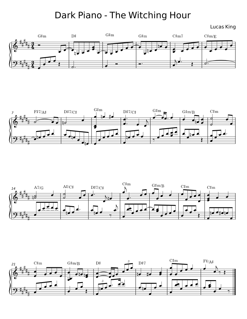 Dark Piano Lucas King Sheet Music with Chords for Piano (Solo) Easy