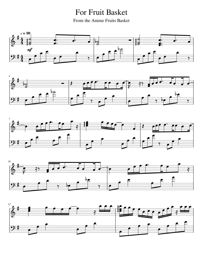 For Fruit Basket Sheet music for Piano (Solo)