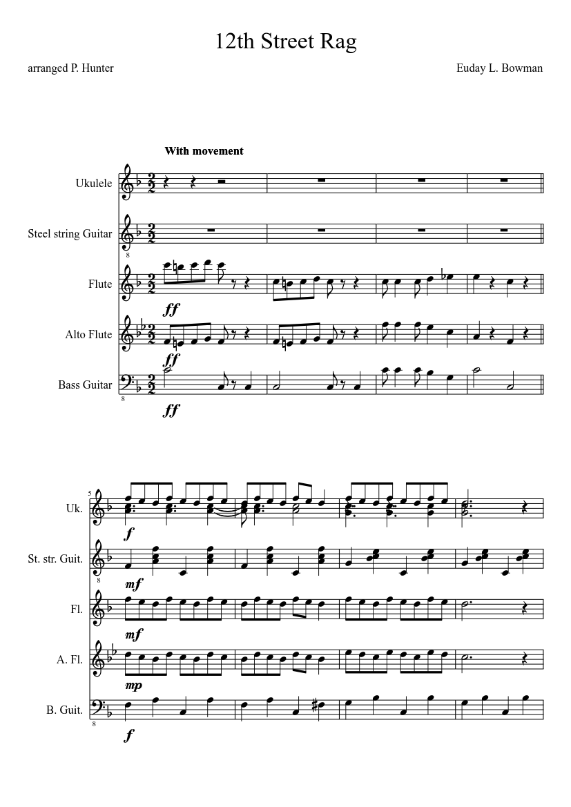 12th Street Rag Sheet music for Flute (Solo) | Musescore.com