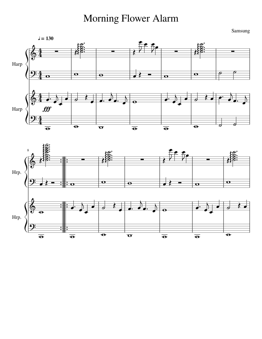 Morning Flower Alarm (From Samsung) Sheet music for Harp (Mixed Duet) |  Musescore.com