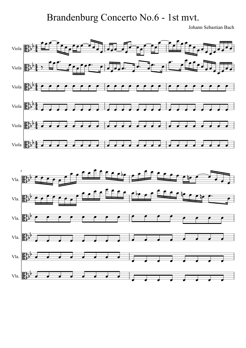 Brandenburg Concerto No.6-mvt.1 Sheet music for Viola (Mixed ...