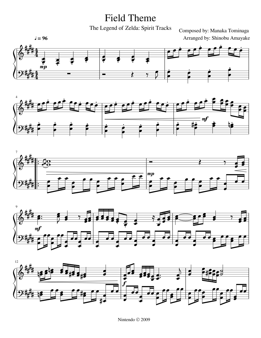 Legend of Zelda: Spirit Tracks - Field Theme Sheet music for Piano (Solo) |  Musescore.com