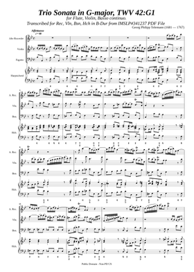 Sheet Music For Harpsichord Bassoon With 4 Instruments Musescore Com