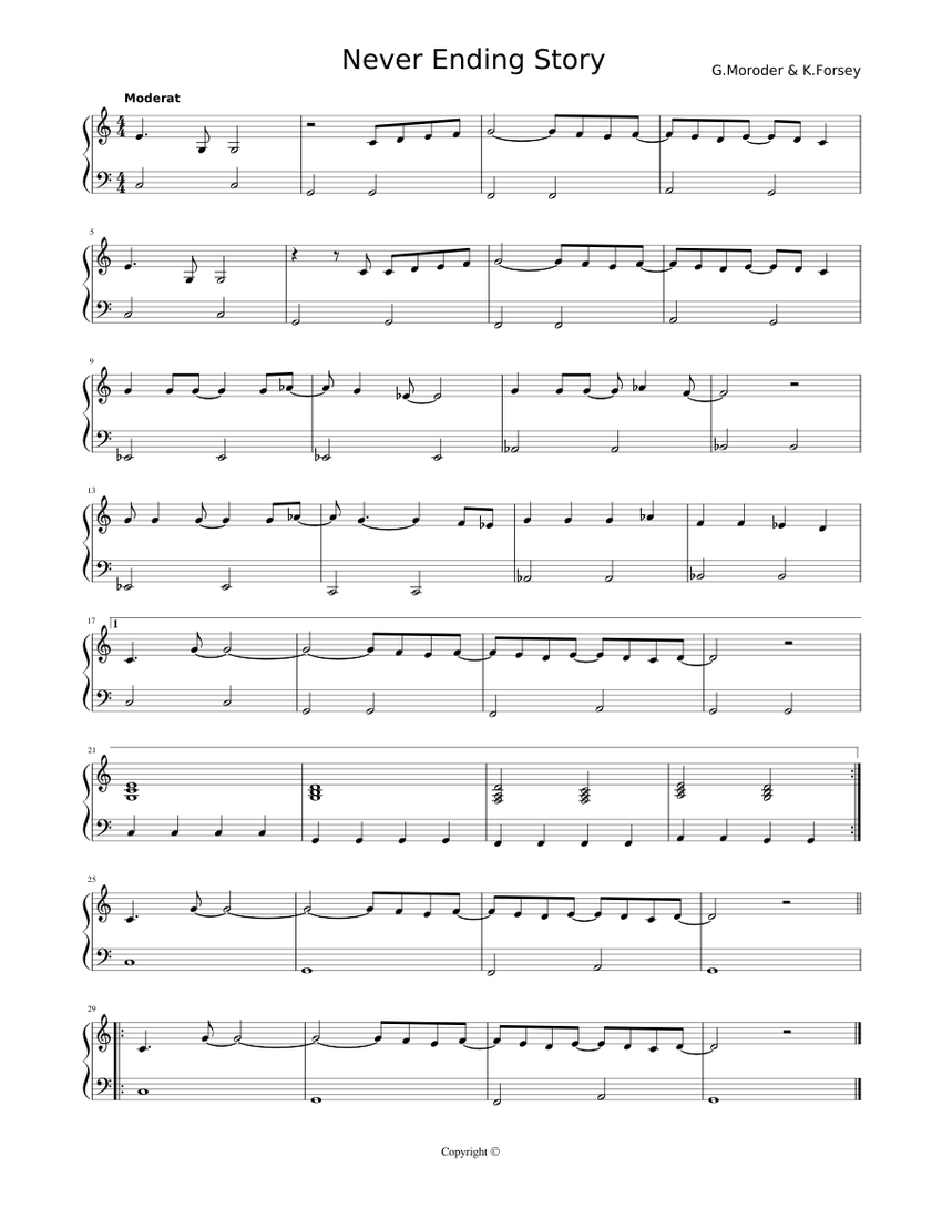 Never Ending Story Sheet music for Piano (Solo) Easy | Musescore.com