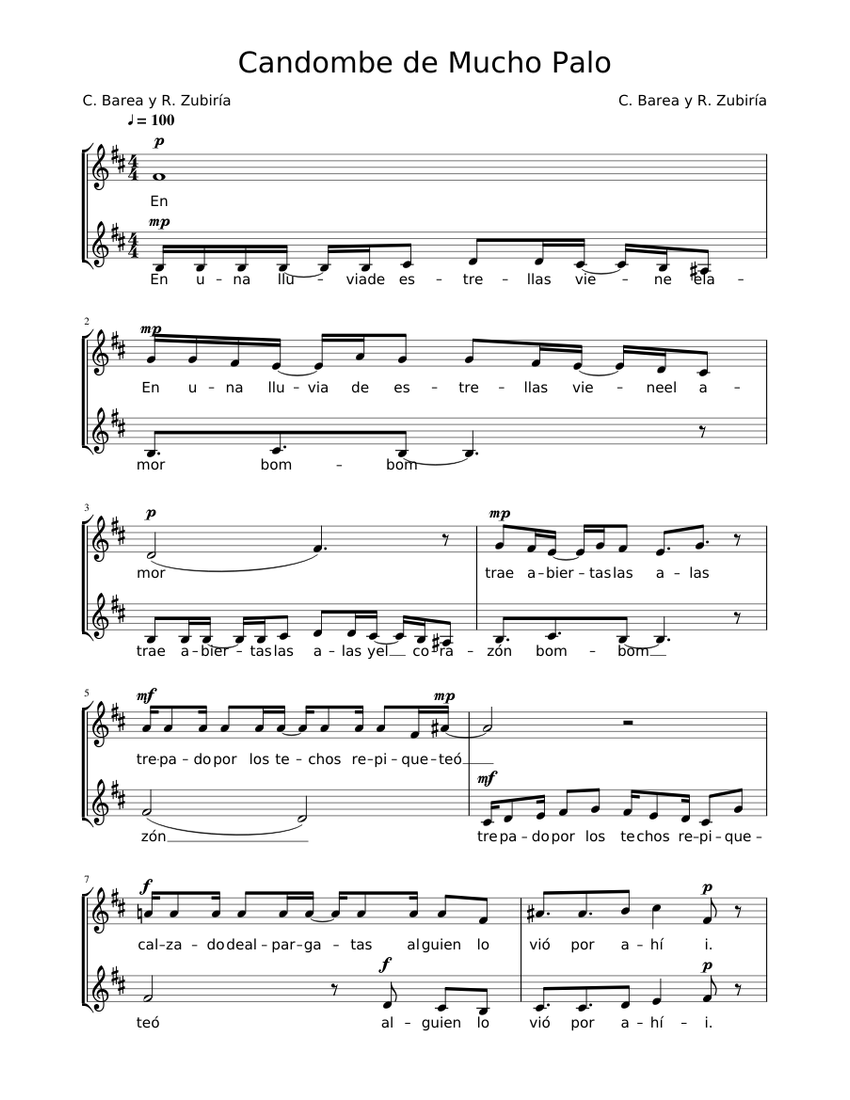Candombe de Mucho Palo Sheet music for Vocals (Choral) | Musescore.com