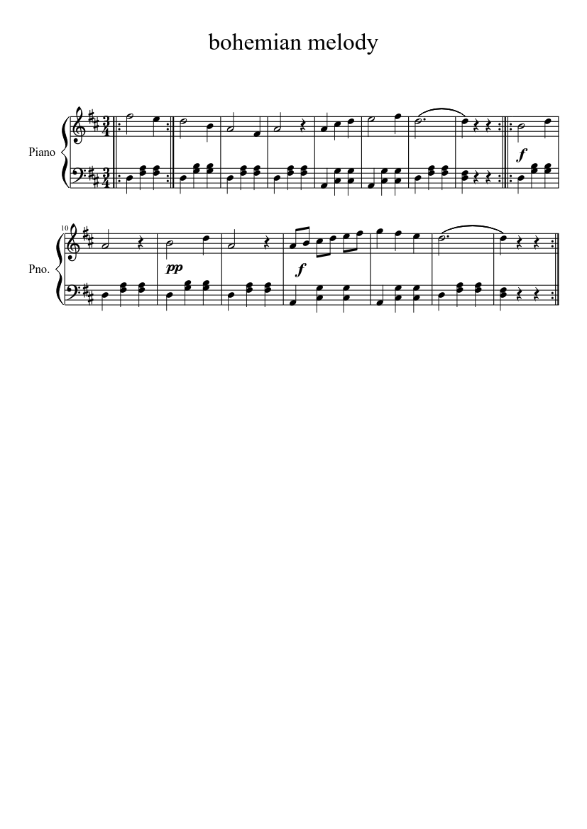 Bohemian melody Sheet music for Piano (Solo) | Musescore.com