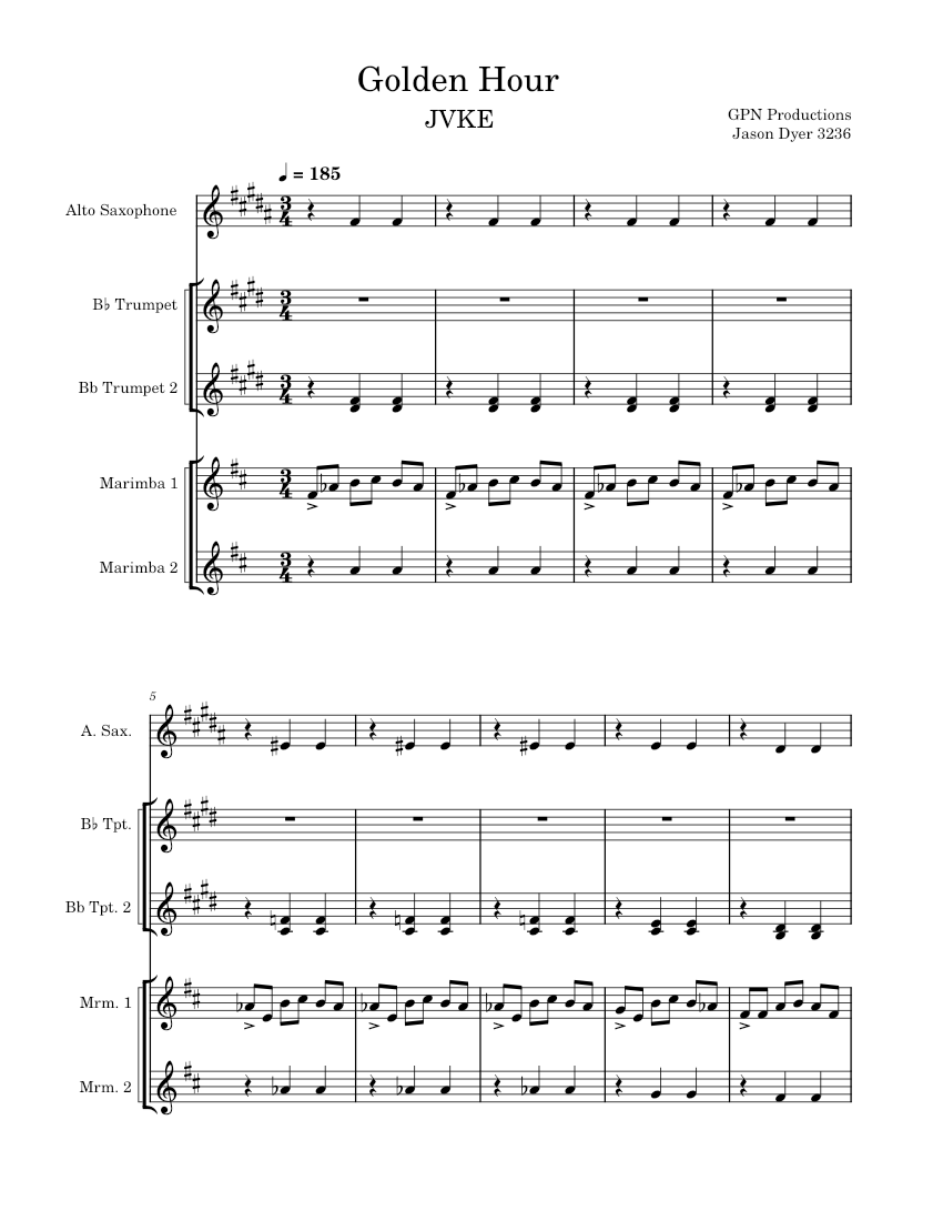 Golden hour JVKE Golden Hour JVKE (Jason Dyer) Sheet music for