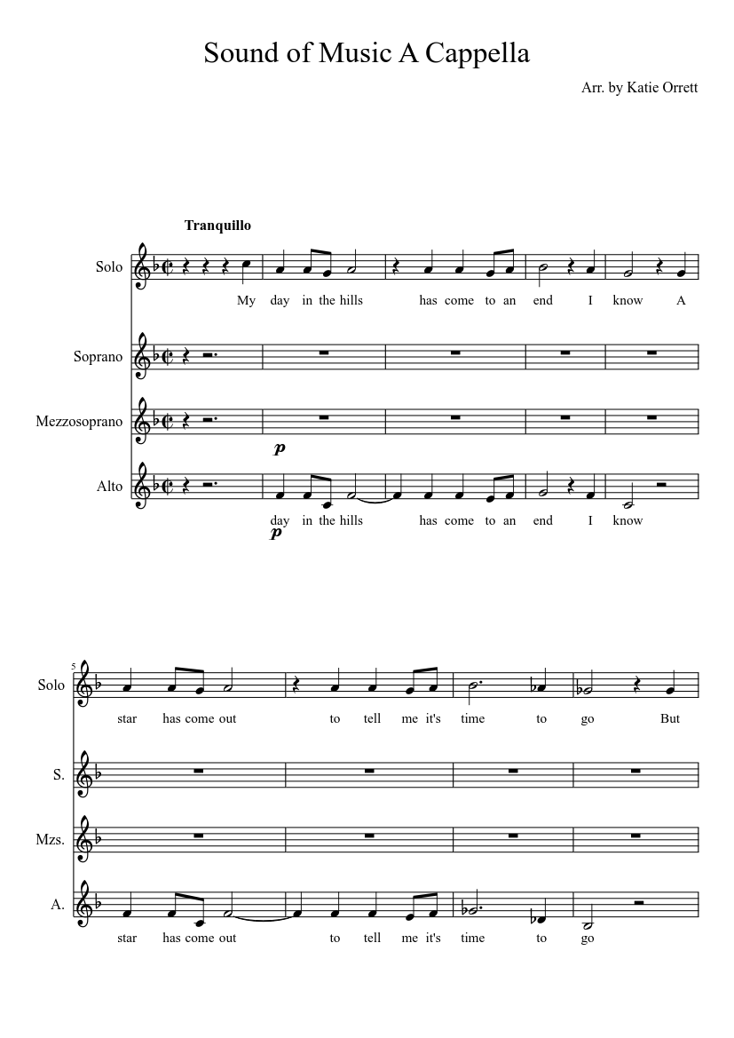 The Sound of Music (SSA A Cappella) Sheet music for Soprano, Alto, Vocals ( Choral) | Musescore.com