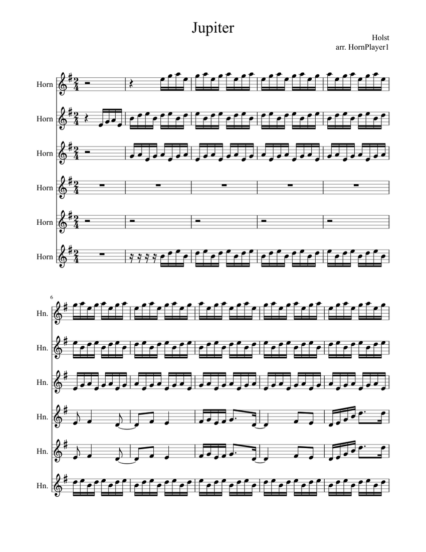 Jupiter Sheet music for French Horn (Brass Ensemble)