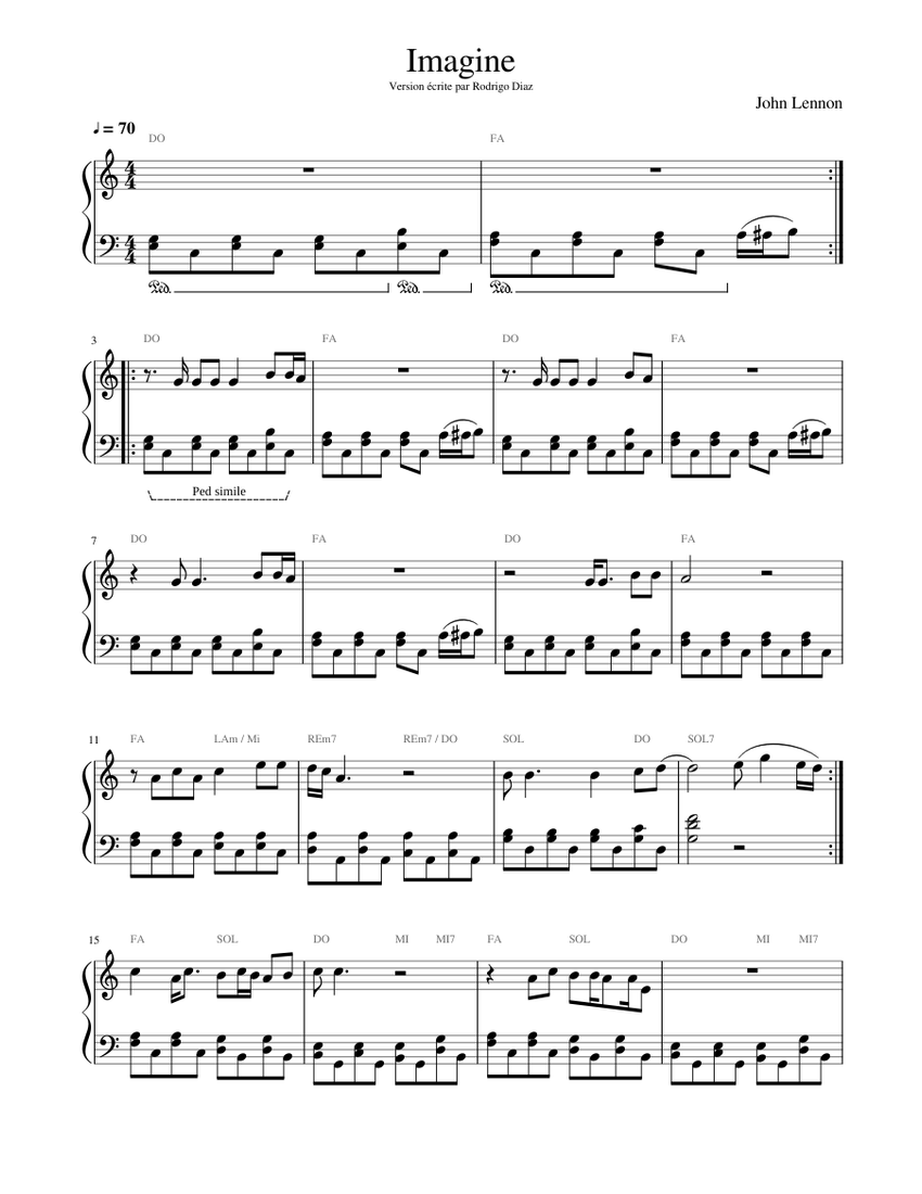 John Lennon - Imagine Sheet music for Piano (Solo) | Musescore.com