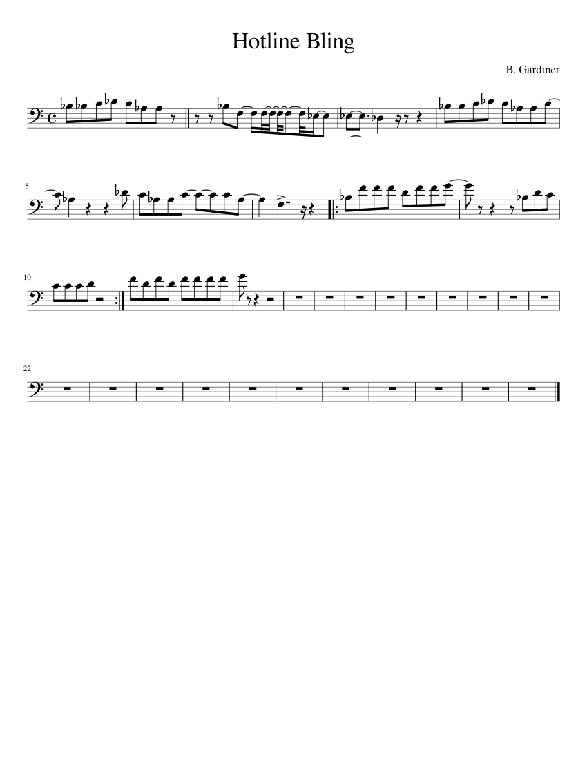 Hotline Bling - Drake (Trombone) Sheet music for Piano (Solo) Easy ...