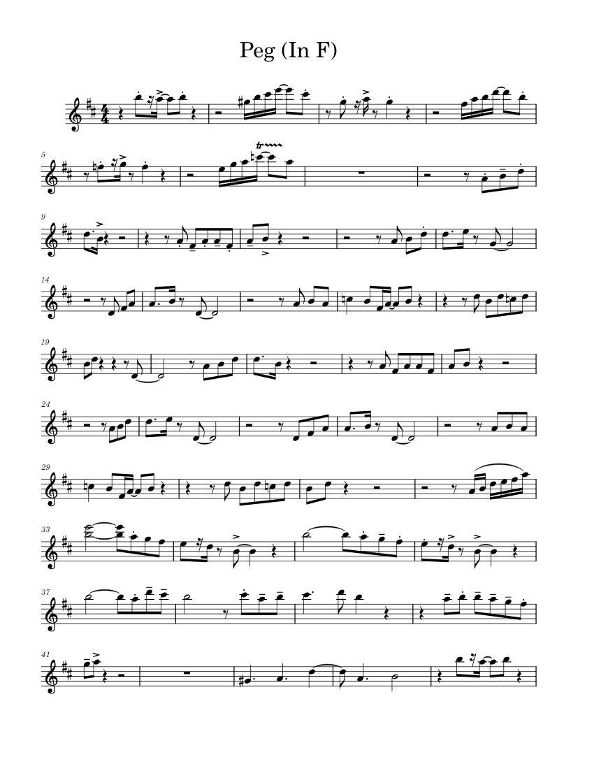 Peg – Steely Dan Peg - Sheet music for Saxophone alto (Solo) | Musescore.com