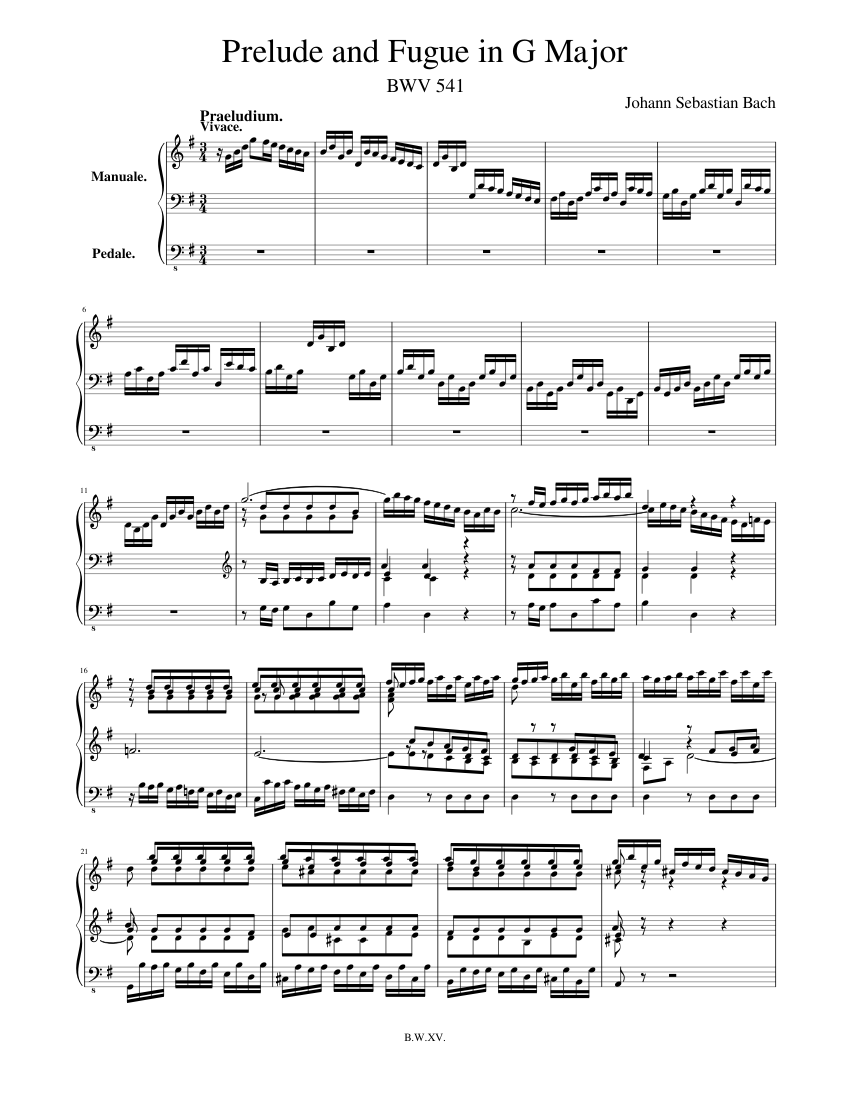 前奏曲とフーガ ト長調 BWV 541 楽譜 オルガン (ソロ) | MuseScore.com