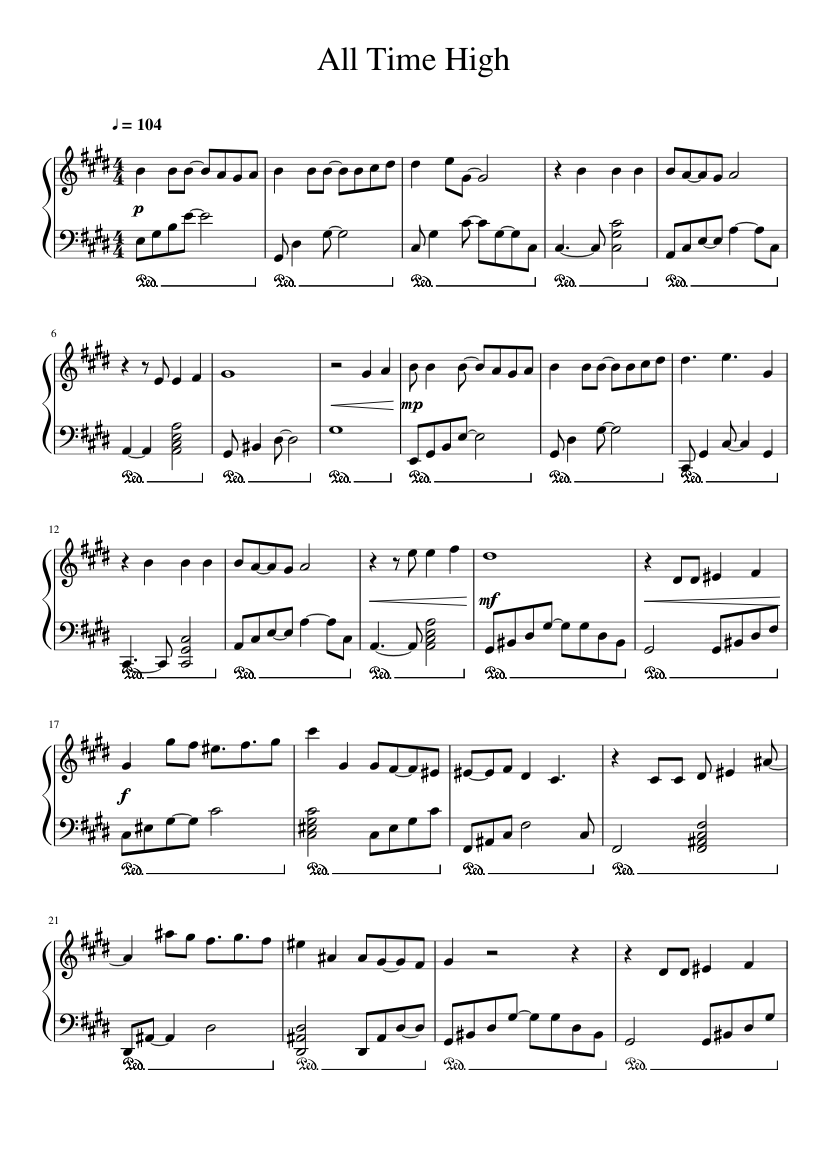 All Time High - Octopussy (James Bond) Sheet music for Piano (Solo) Easy |  Musescore.com