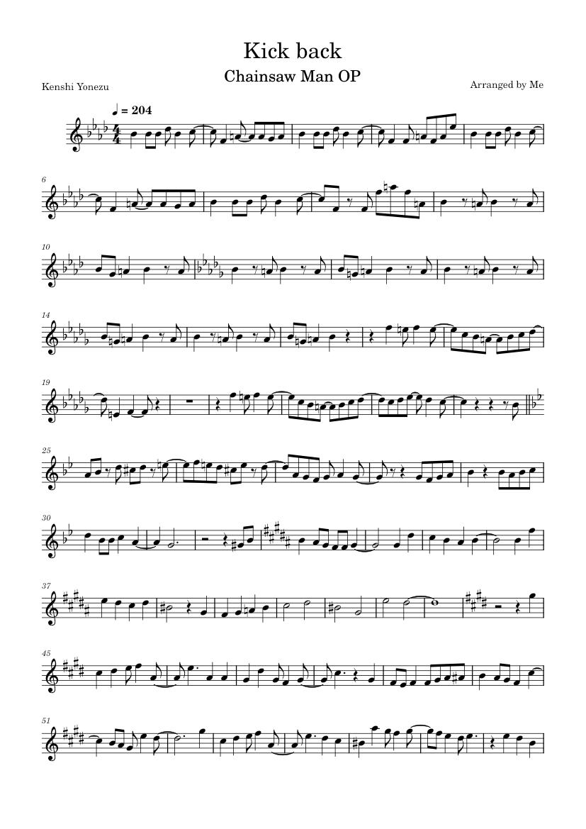 KICK BACK – Kenshi Yonezu (米津 玄師) Sheet Music for Violin (Solo
