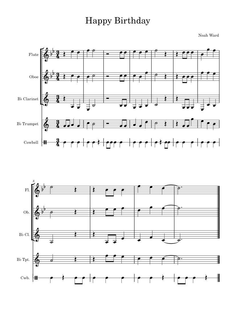 Happy Birthday To You – Misc Traditional Sheet music for Flute, Oboe ...
