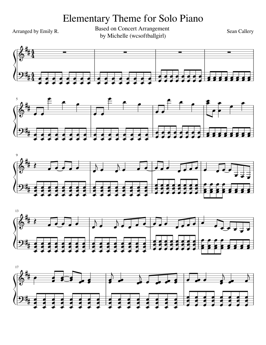 Elementary Theme for Solo Piano Sheet Music for Piano (Solo ...