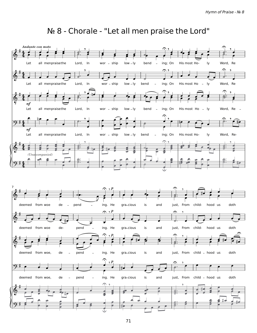 Hymn of Praise: #8 - Let all men praise the Lord - Felix Mendelssohn ...