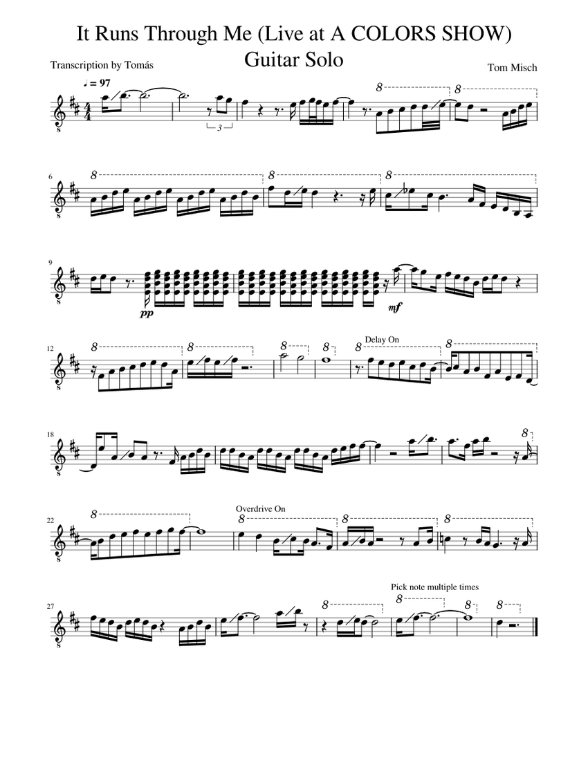 Tom Misch - It Runs Through Me (Live at COLORS) Solo Transcription - piano  tutorial