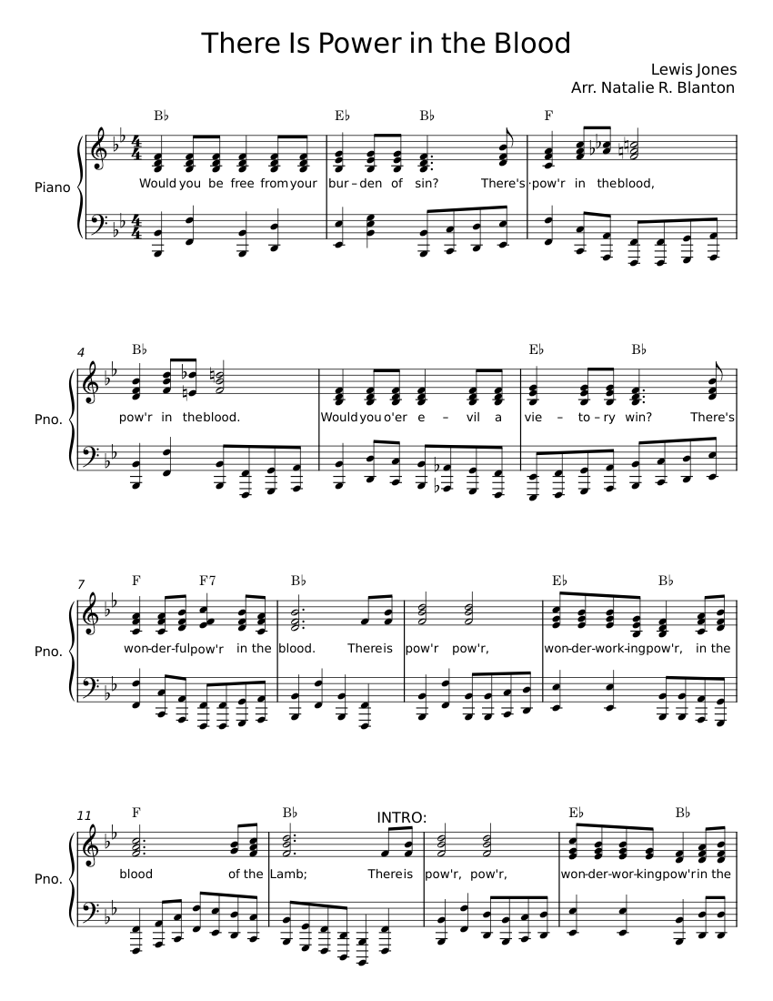 There is power in the blood - Lewis E. Jones Sheet music for Piano ...