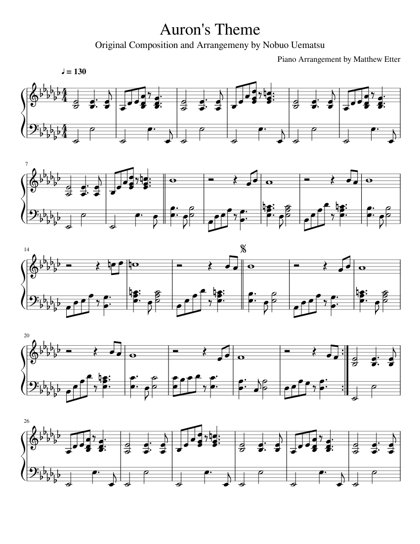 Final Fantasy X - Auron's Theme (Piano) Sheet music for Piano (Solo) |  Musescore.com