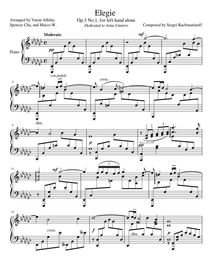 rachmaninoff elegie in e flat minor sheet music