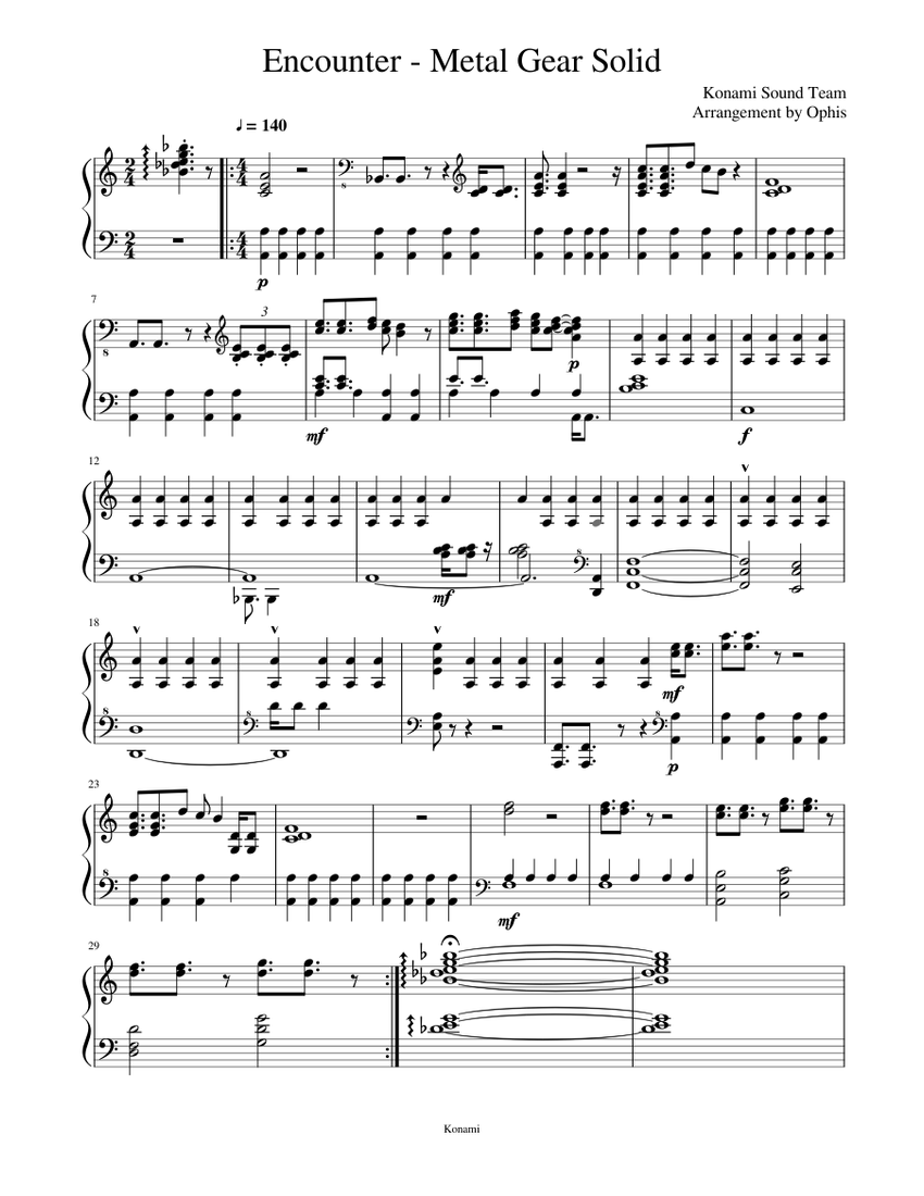 Encounter - Metal Gear Solid Sheet music for Piano (Solo) | Musescore.com