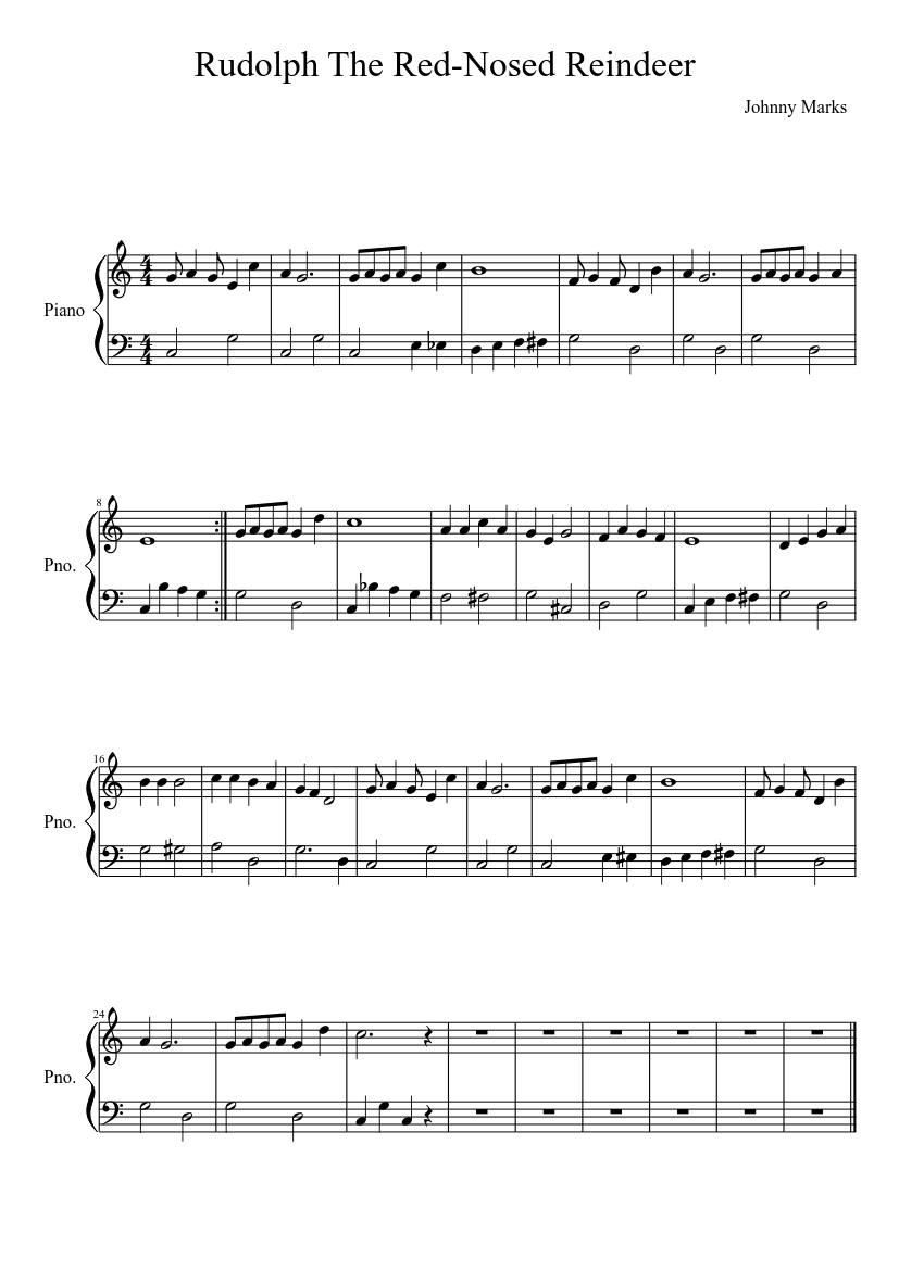 Rudolph The Red-Nosed Reindeer Sheet music for Piano (Solo) | Musescore.com