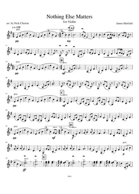 NOTHING ELSE MATTER sheet music | Play, print, and download in PDF or MIDI  sheet music on Musescore.com