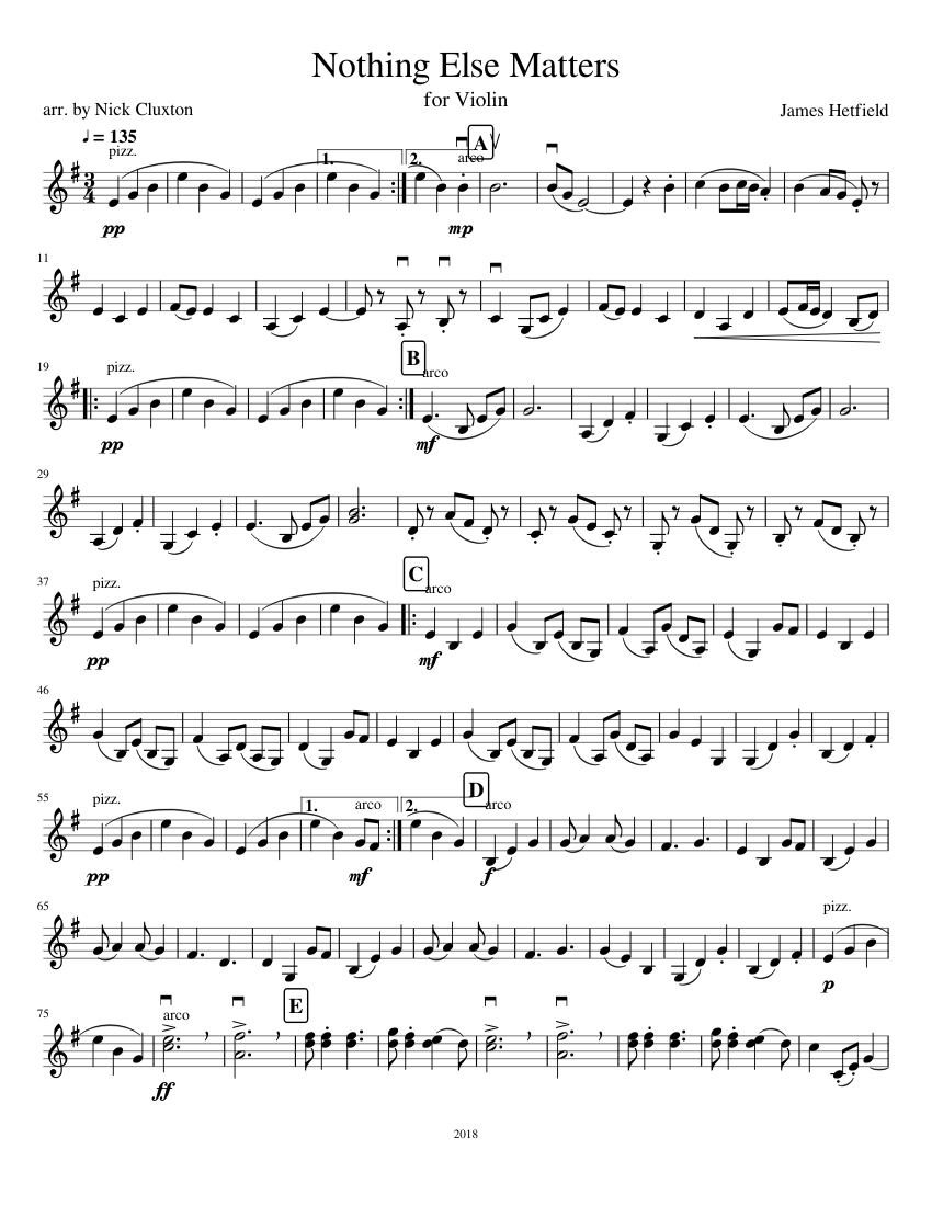 Nothing Else Matters Sheet music for Violin (Solo) | Musescore.com