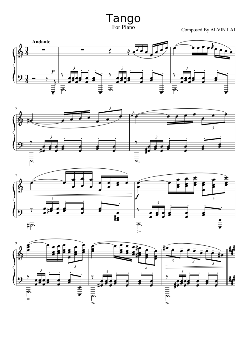 Tango for Piano Sheet music for Piano (Solo) | Musescore.com