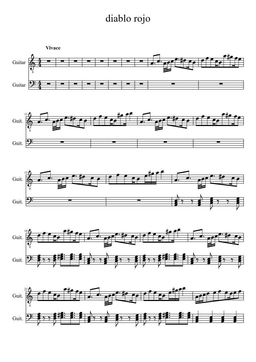 Diablo Rojo Sheet Music for Guitar (Mixed Duet) | MuseScore.com