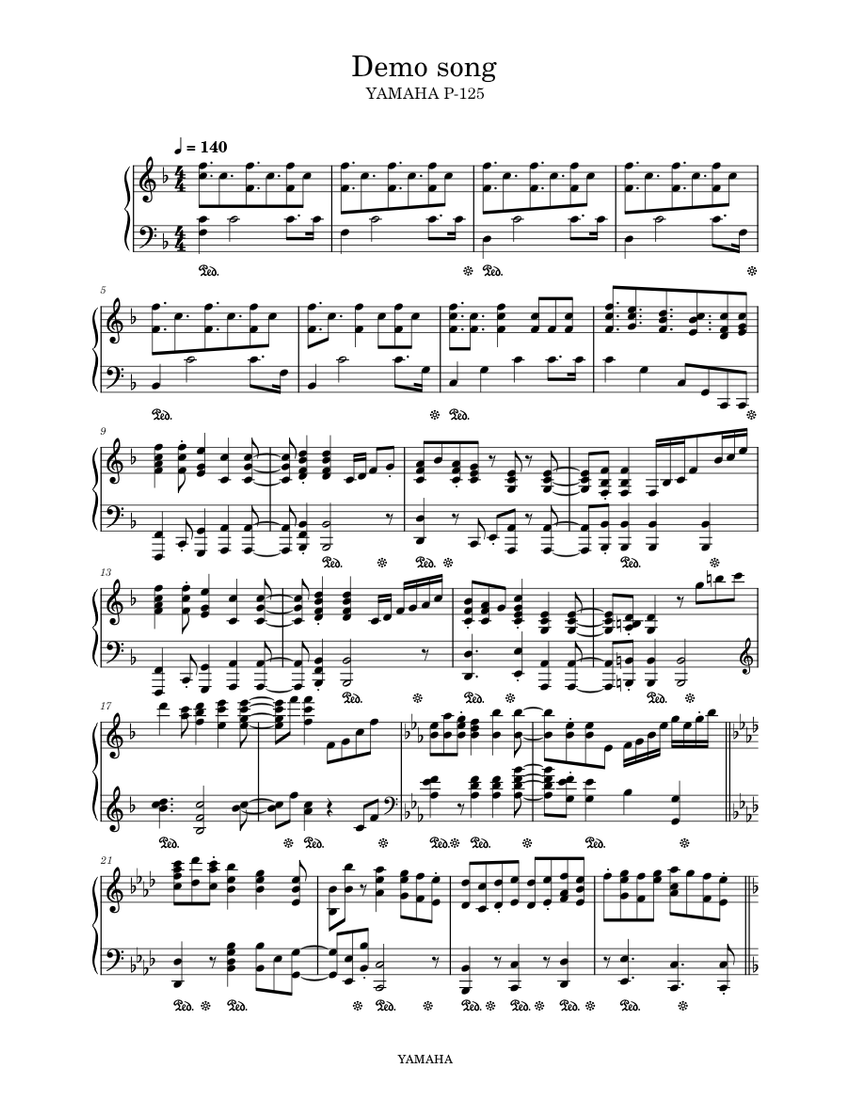 YAMAHA P-125 Demo song – Unknown Sheet music for Piano (Solo) |  Musescore.com