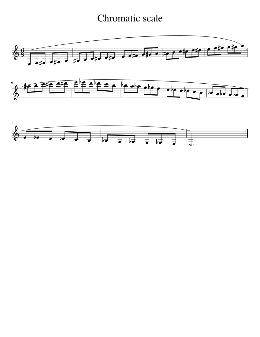 Chromatic Scaleclarinet Sheet Music For Clarinet In B Flat Solo