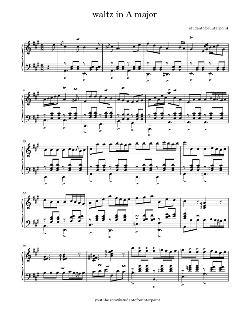 Waltz in A major Sheet music for Piano (Solo) | Musescore.com