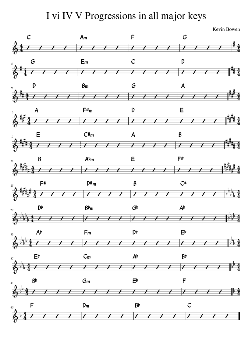 I vi IV V Progressions in all keys