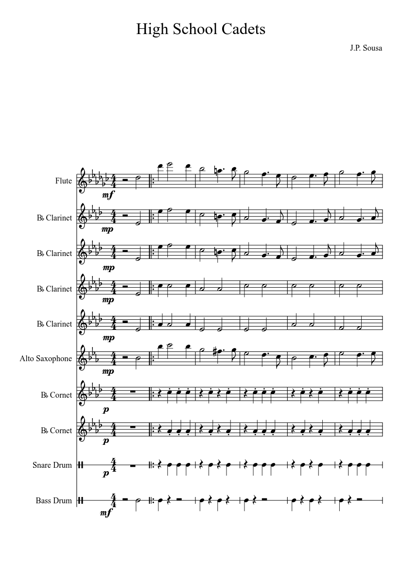 High School Cadets Sheet music for Flute, other (Mixed Quintet