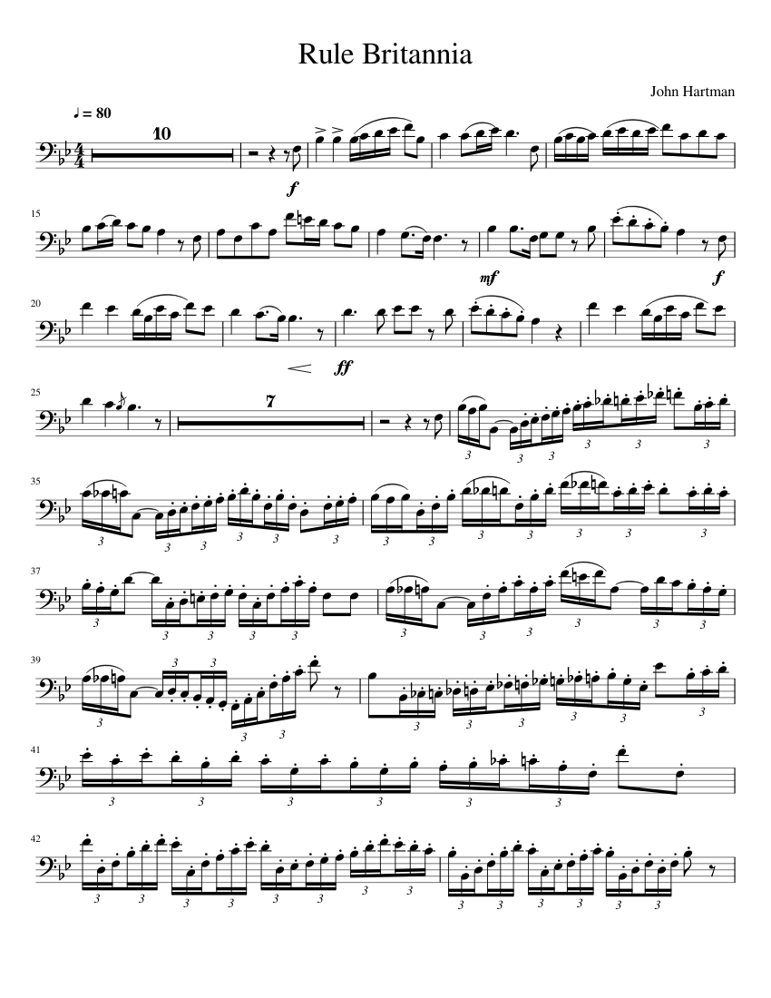 Rule Britannia Euphonium Solo Sheet Music For Euphonium Solo Musescore Com