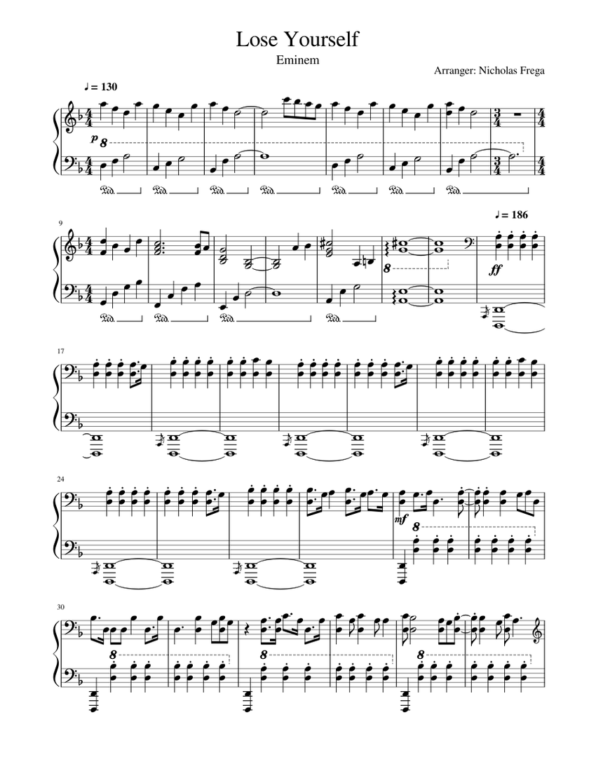 Lose Yourself Sheet music for Piano (Solo) | Musescore.com