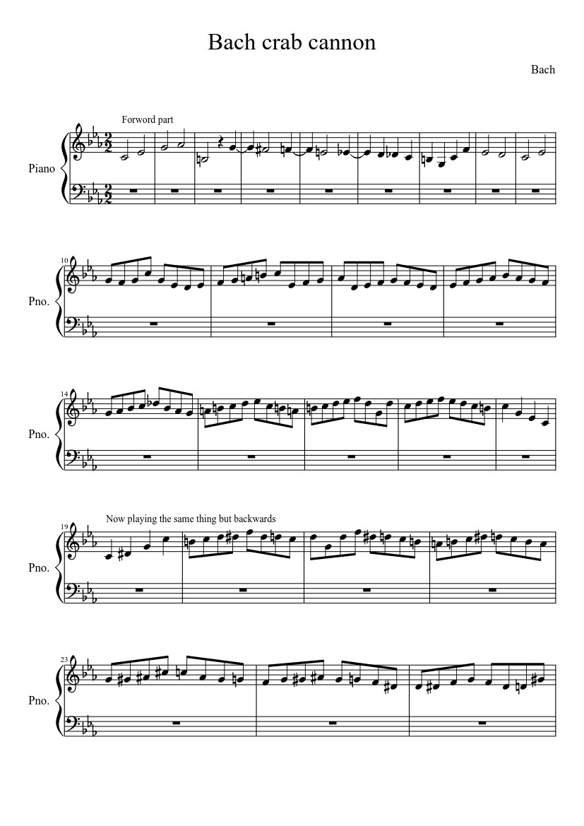 Bach crab cannon Sheet music for Piano (Solo) | Musescore.com