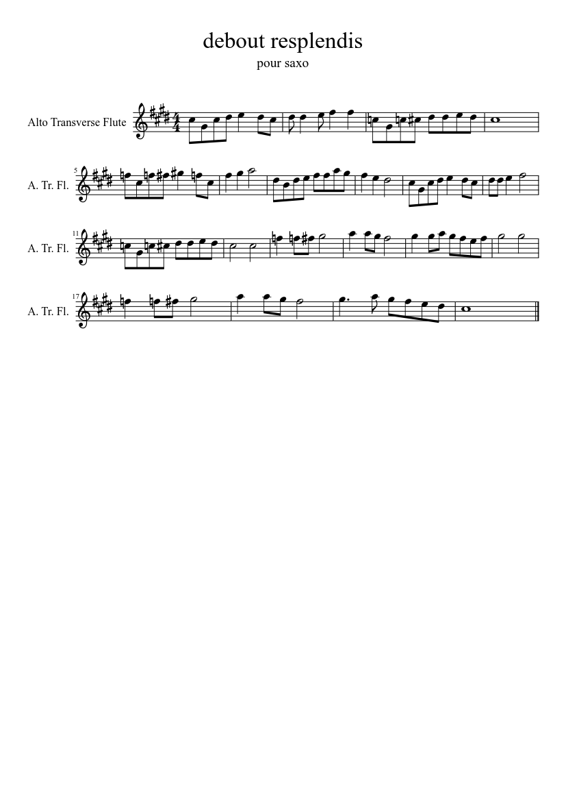 debout resplendis sheet music for flute solo download and print in pdf or midi free sheet music musescore com