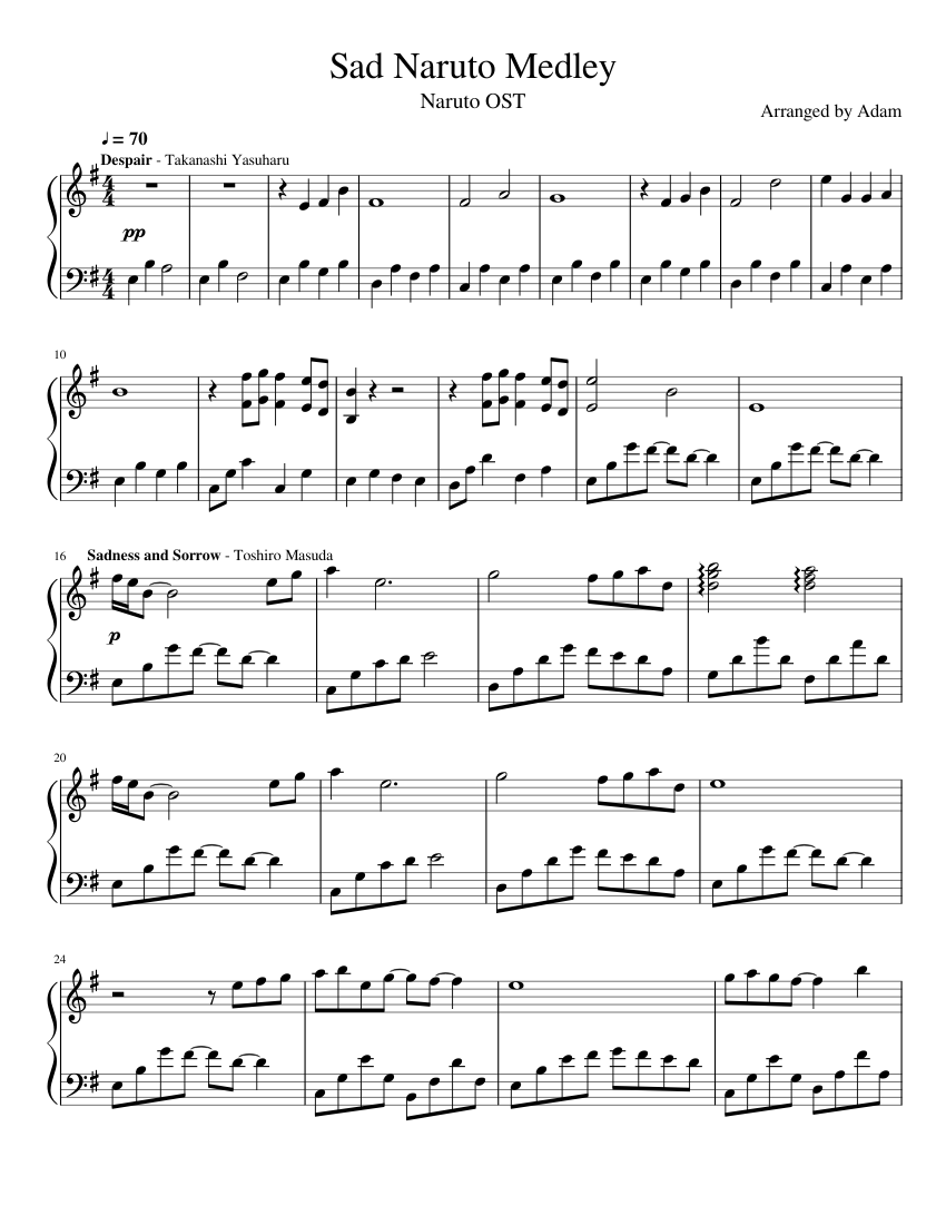 Sad Naruto Medley Sheet Music For Piano Solo Musescore Com Неизвестен — naruto best sad songs (soundtracks) #2 09:42. sad naruto medley sheet music for piano