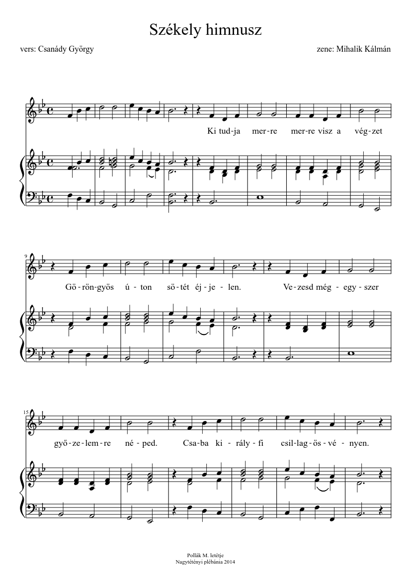 Székely himnusz Sheet music for Vocals, Harmonium (Mixed Duet) |  Musescore.com