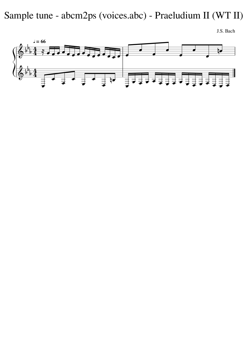Sample tune - abcm2ps (voices.abc) - Praeludium II (WT II)