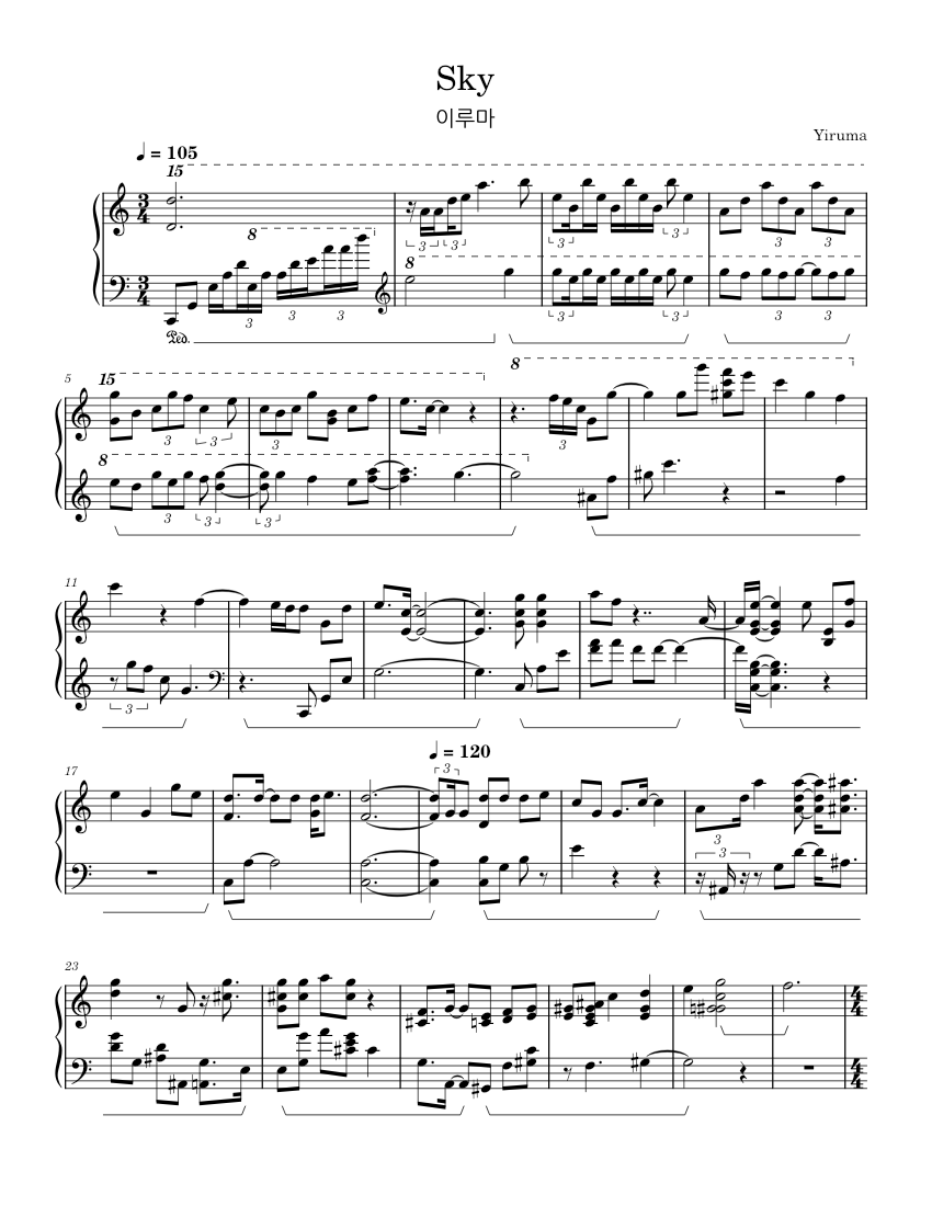 Sky – Yiruma Sky – 10th Anniversary Version, Yiruma Sheet music for ...